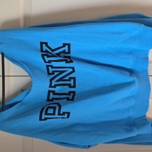PINK Victoria's Secret Bright Blue Off The Shoulder Hoodie